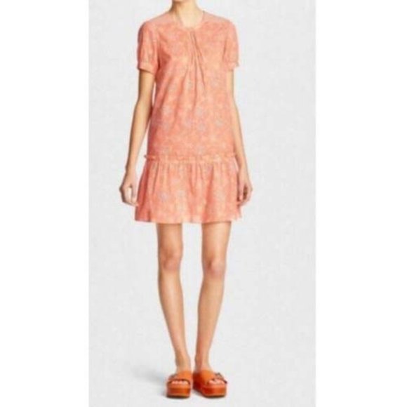 Coach Embroidered Floral Dress in Peach Size 4